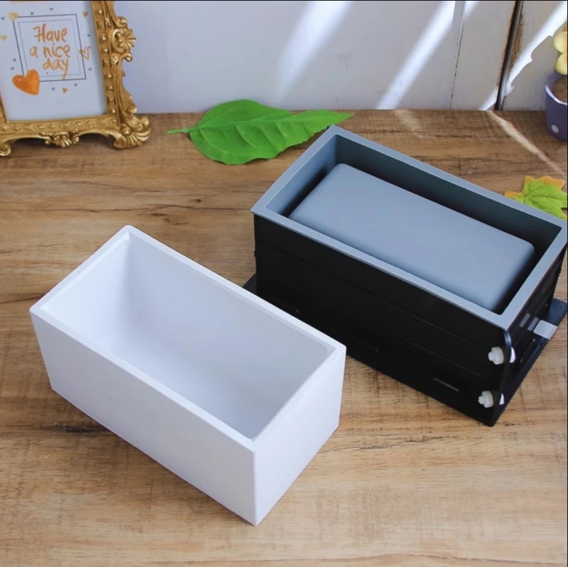 Terrazzo Pot Cement - Grand moule en silicone rectangulaire pour