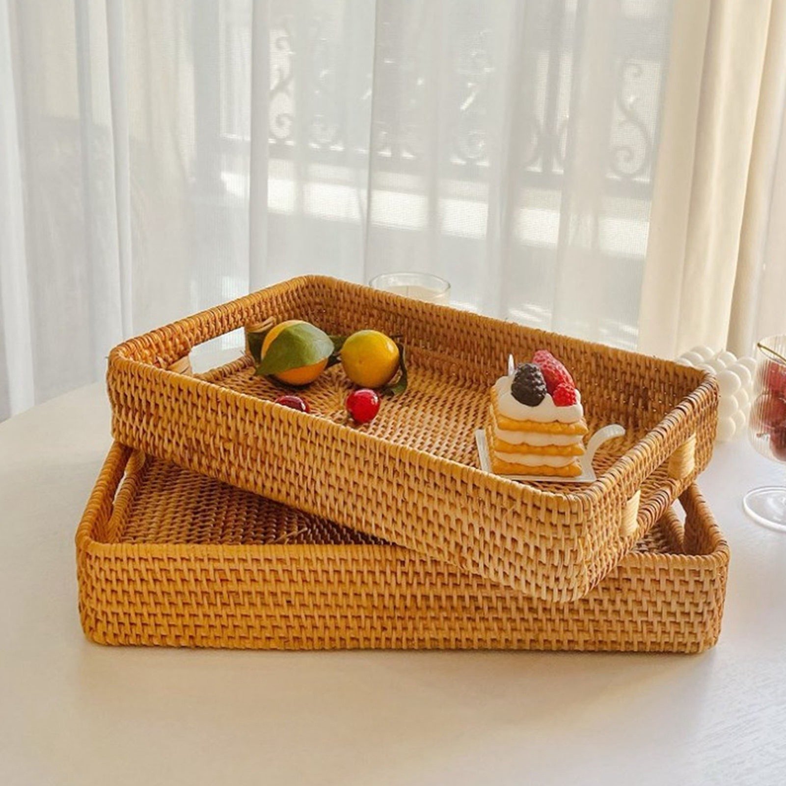 Rattan Tray Handle - Plateau de service E5 avec poignées,