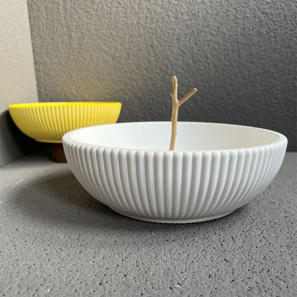 Terrazzo Pot Cement - Grand bol rayé, moule en béton