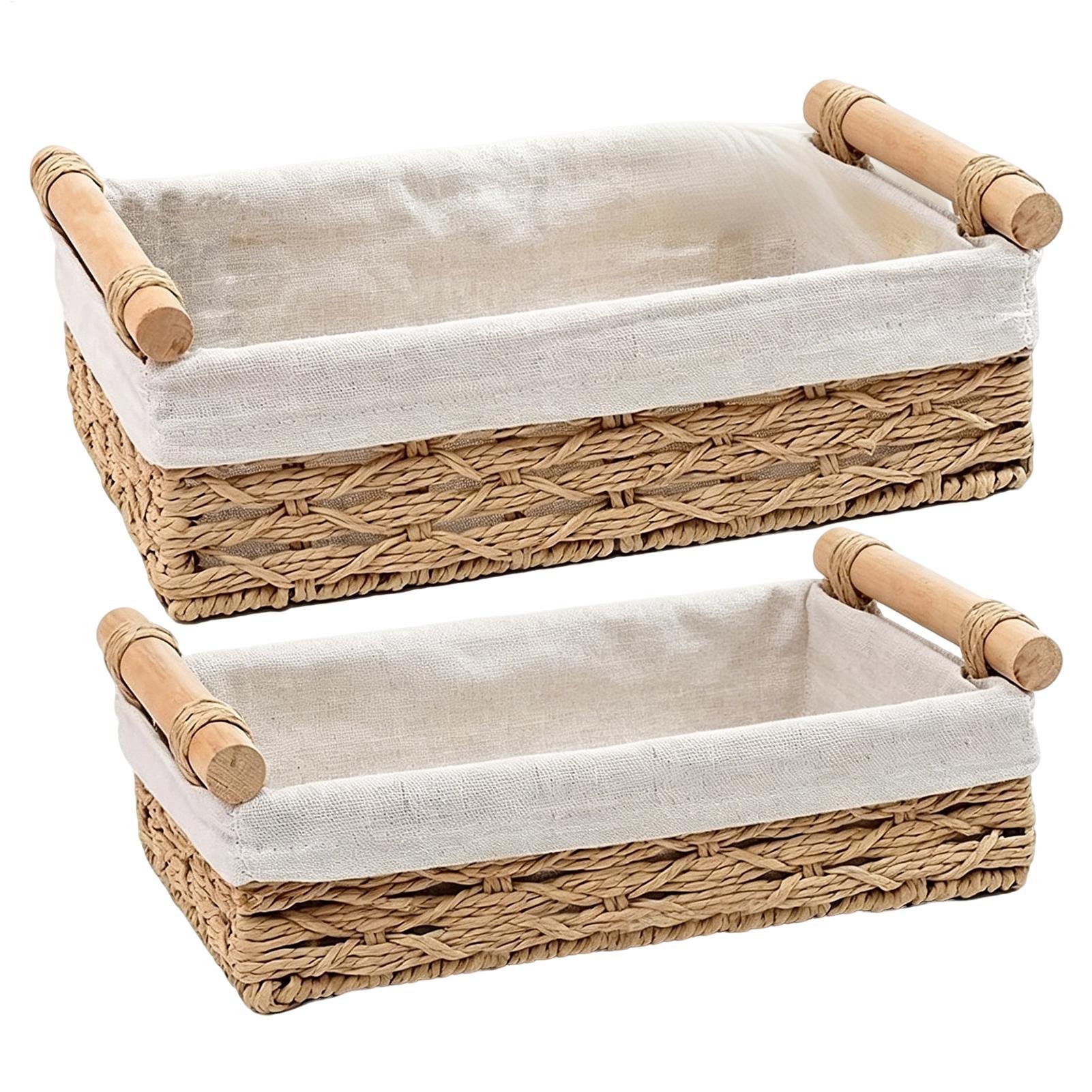 Rattan Tray Handle - Panier de rangement avec poignées et