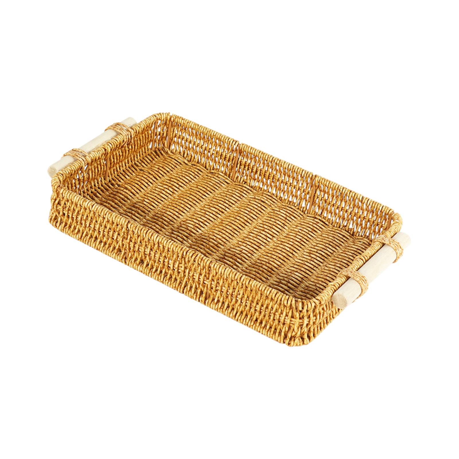 Rattan Tray Handle - Panier de rangement tressé en imitation