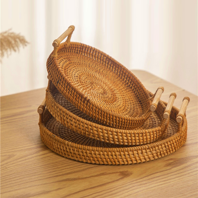 Rattan Tray Handle - Panier de rangement avec poignée en