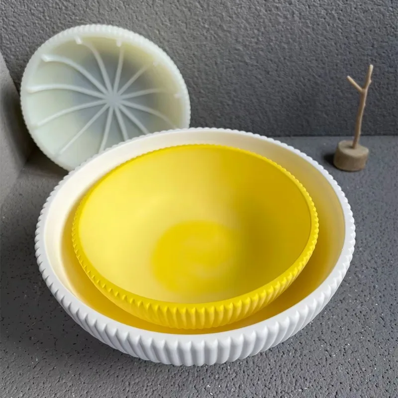 Terrazzo Pot Cement - Grand moule en silicone rayé pour