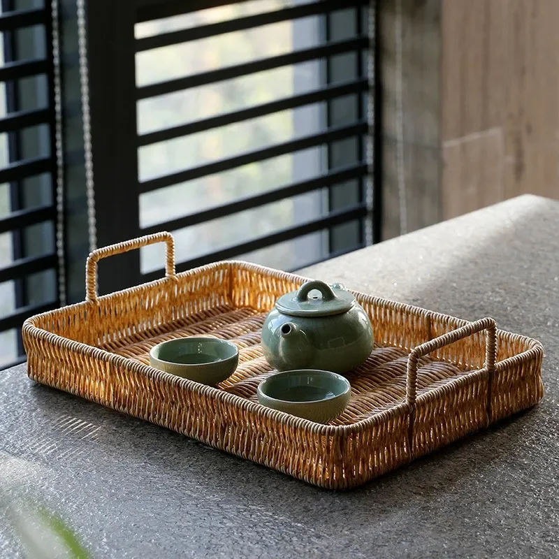 Plateau de rangement en plasti - Rattan Tray Handle avis et prix