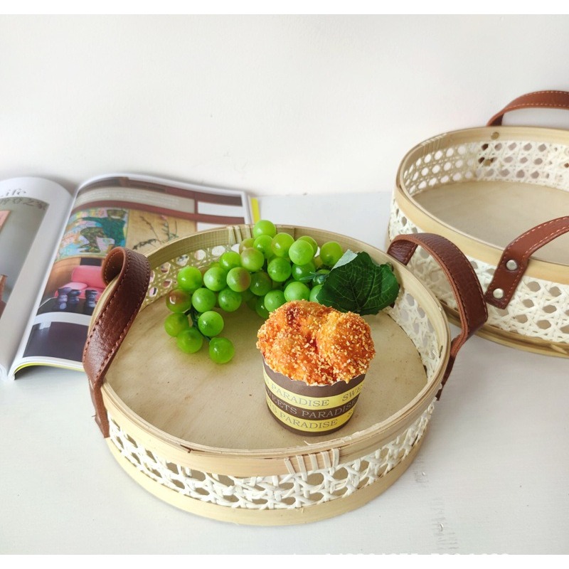 Plateau en rotin rétro nordiqu - Rattan Tray Handle avis et prix