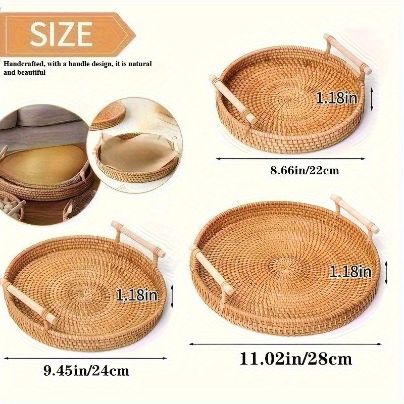 Plateau rond en rotin fait à l - Rattan Tray Handle avis et prix