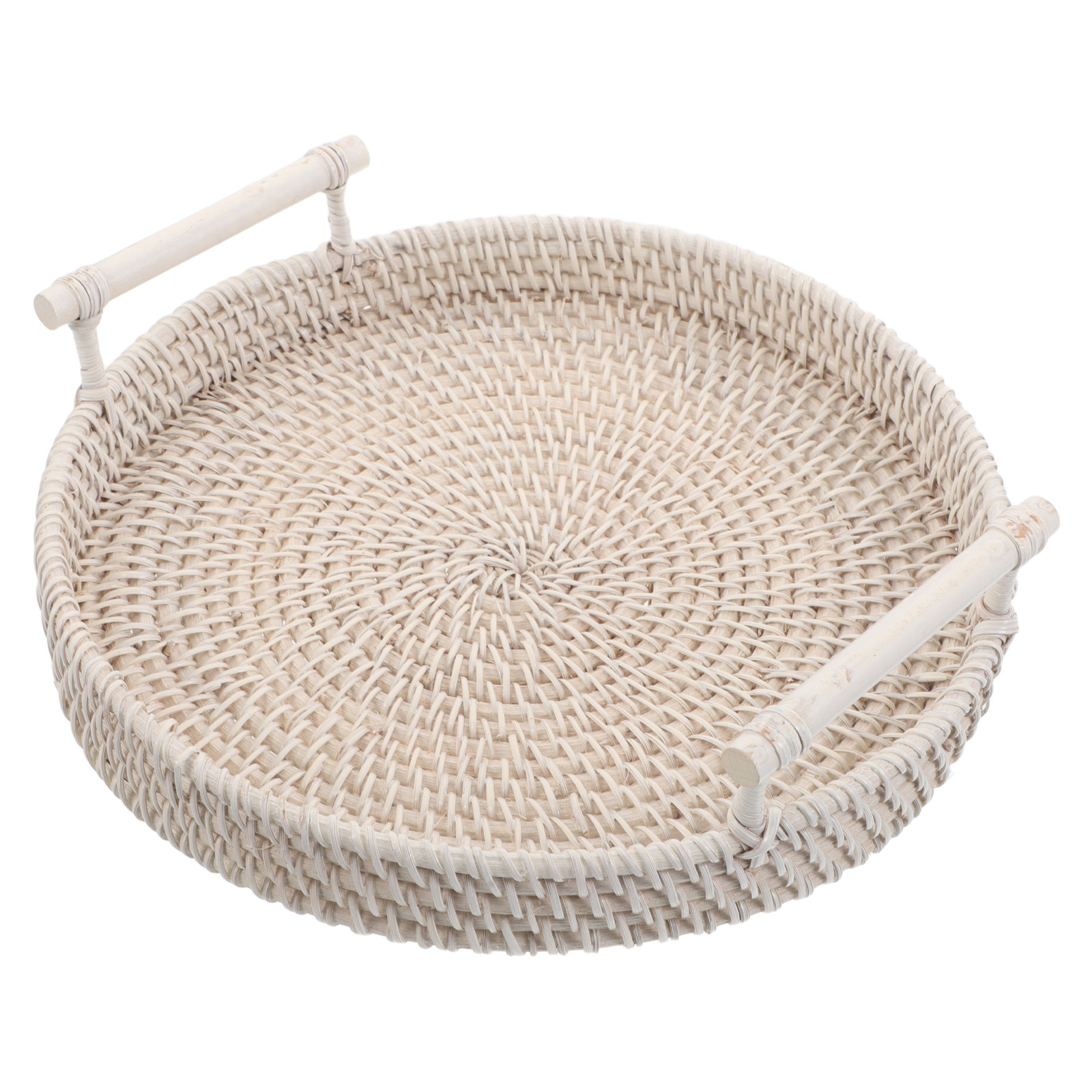 Plateau rond en rotin tressé a - Rattan Tray Handle avis et prix