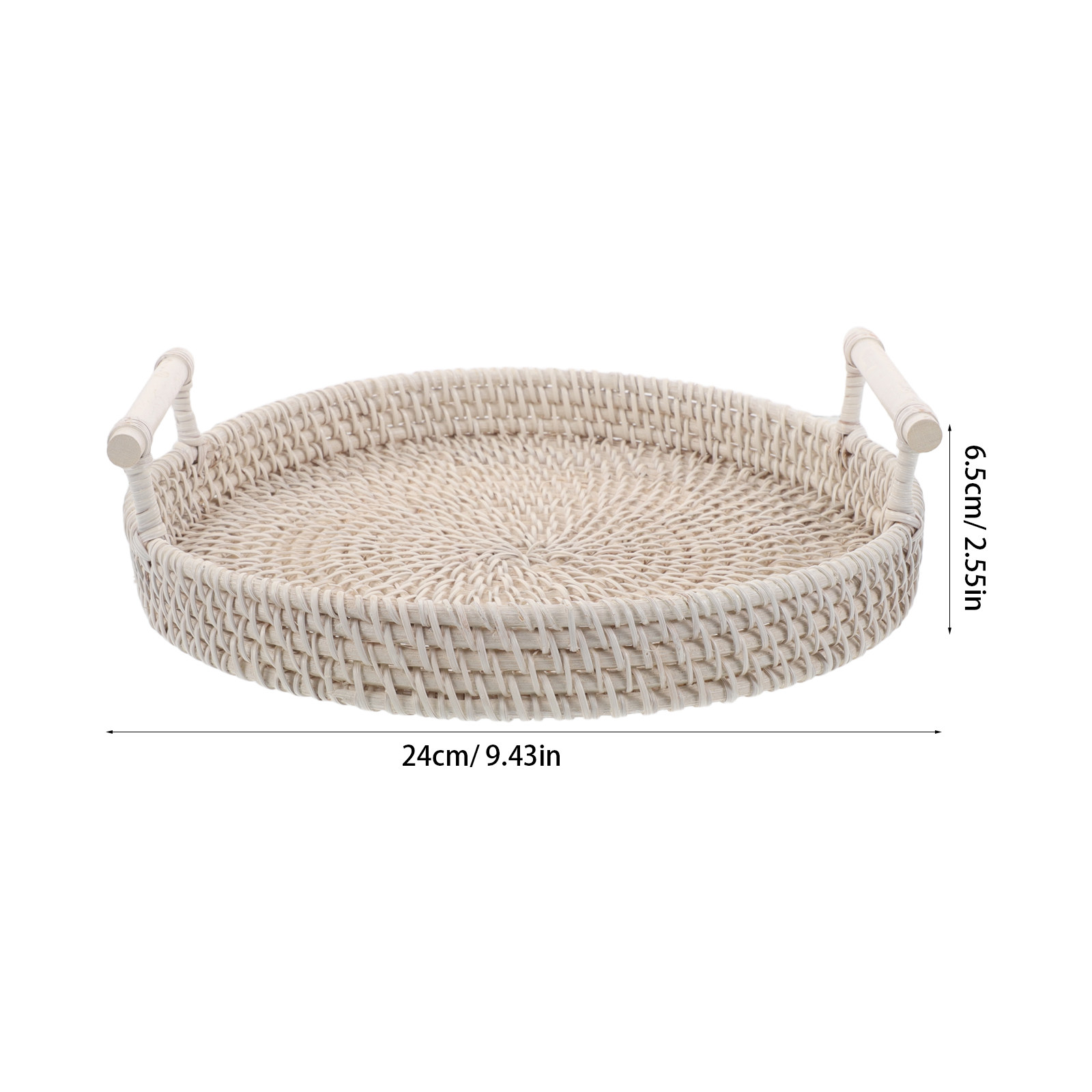 Plateau rond en rotin tressé a - Rattan Tray Handle avis et prix